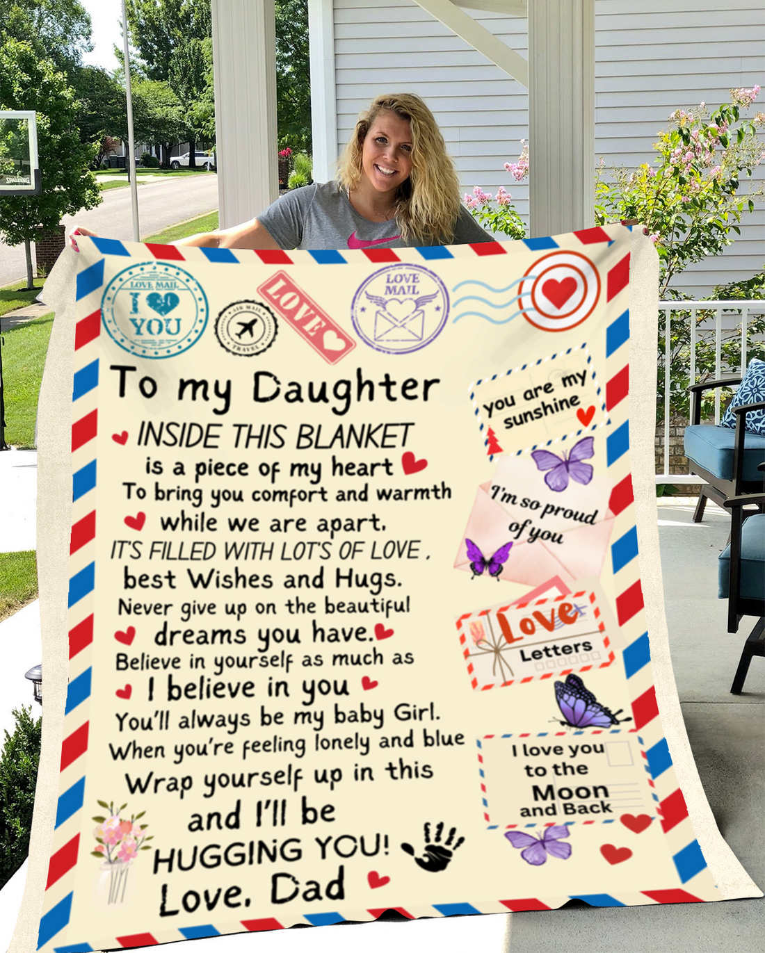 To My Daughter "I'll Be Hugging You" Fleece Blankets