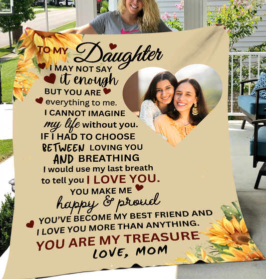 Personalized To My Daughter "You are my Treasure" Custom Photo Premium Sherpa Blanket