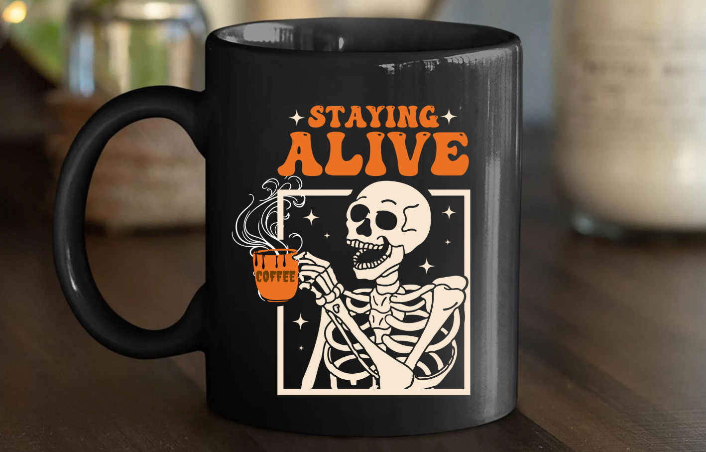 Halloween Skeleton Funny Coffee Mug 11oz Black