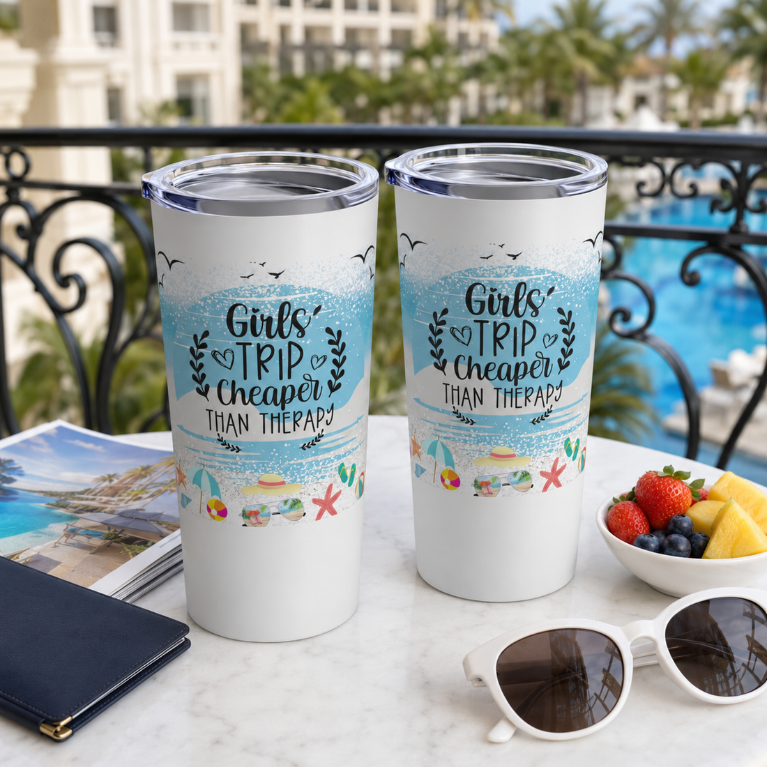 "Girls Trip Cheaper Than Therapy" Stainless Steel 20z Tumbler