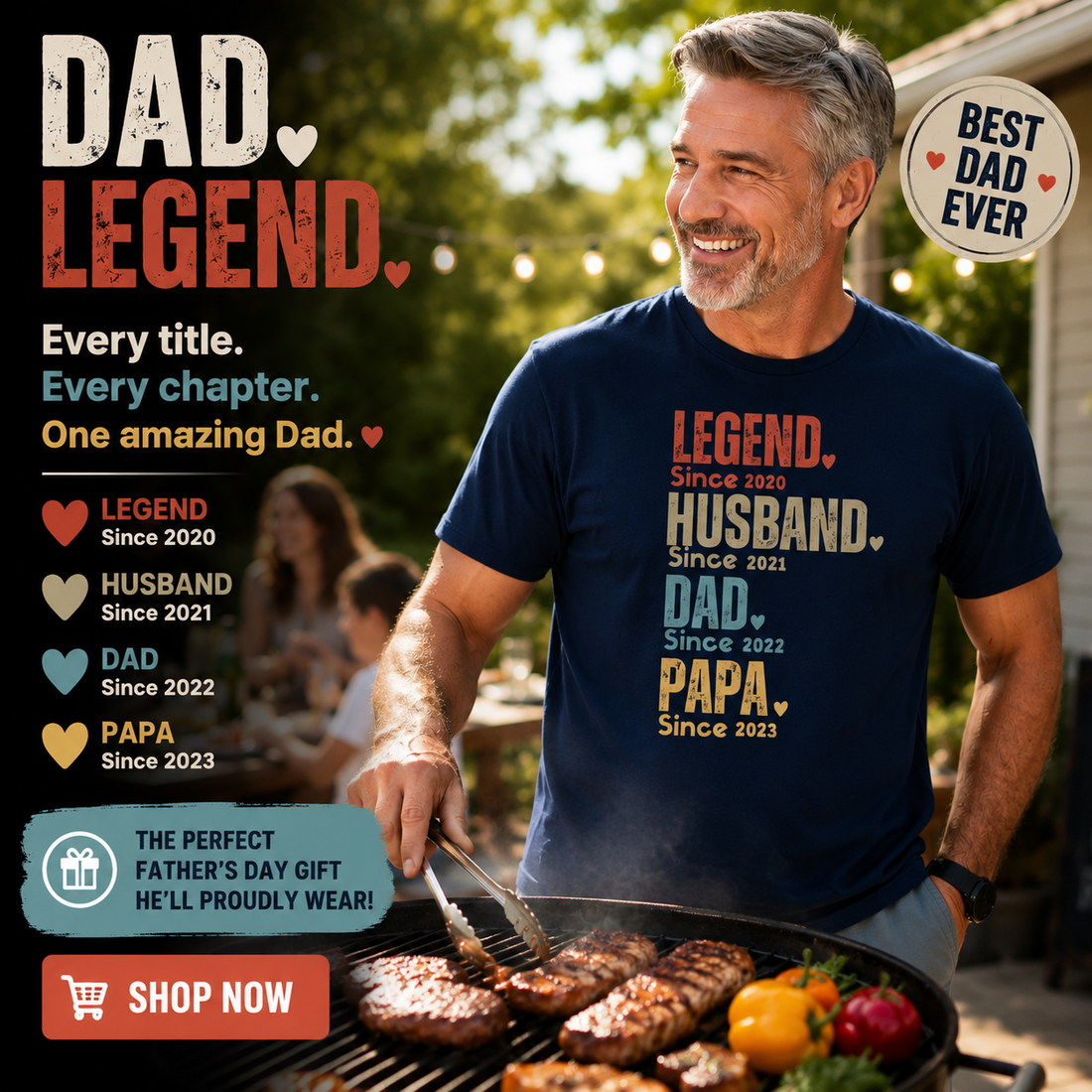 Personalized Dad Shirt, Custom Legend Husband Dad Papa Tee, Father's Day Gift for Dad, Unique Father's Tee, Dad Since 2020