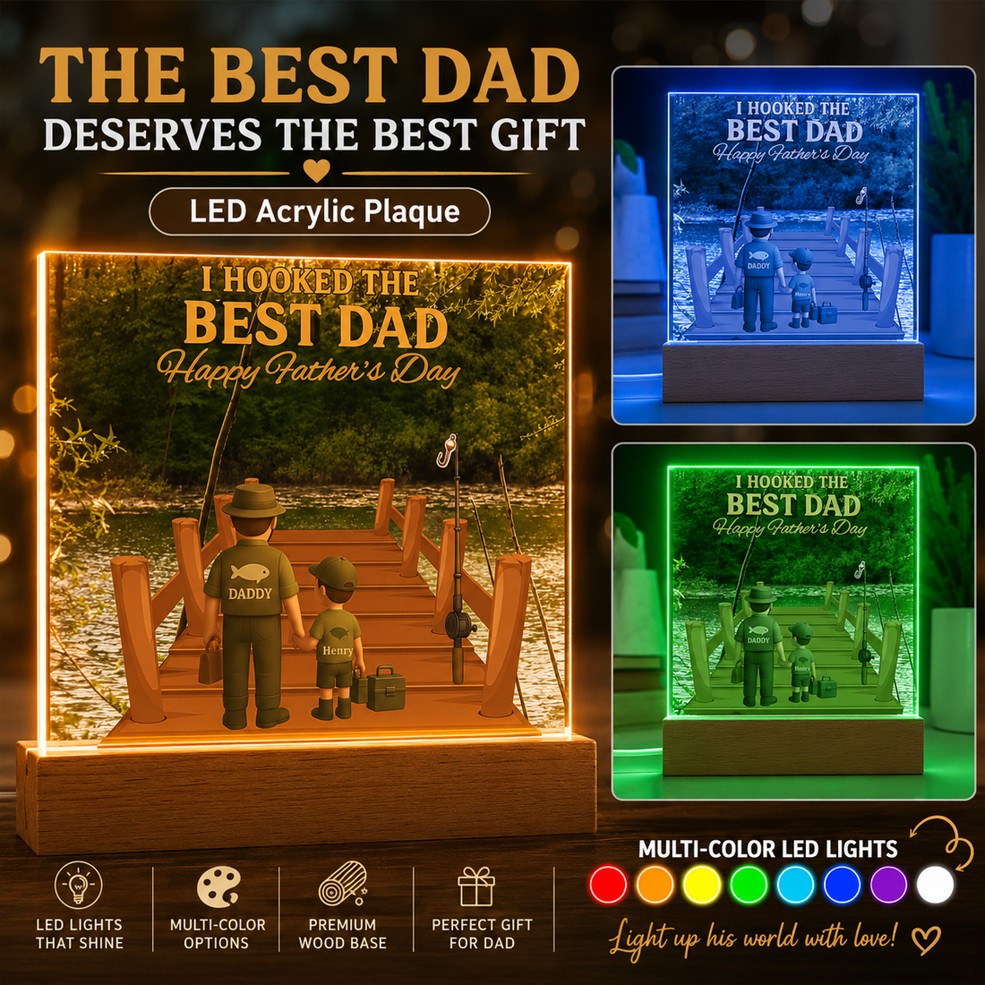 Fishing Dad Personalized Acrylic Plaque | Personalized Gift from Kids | Wife!