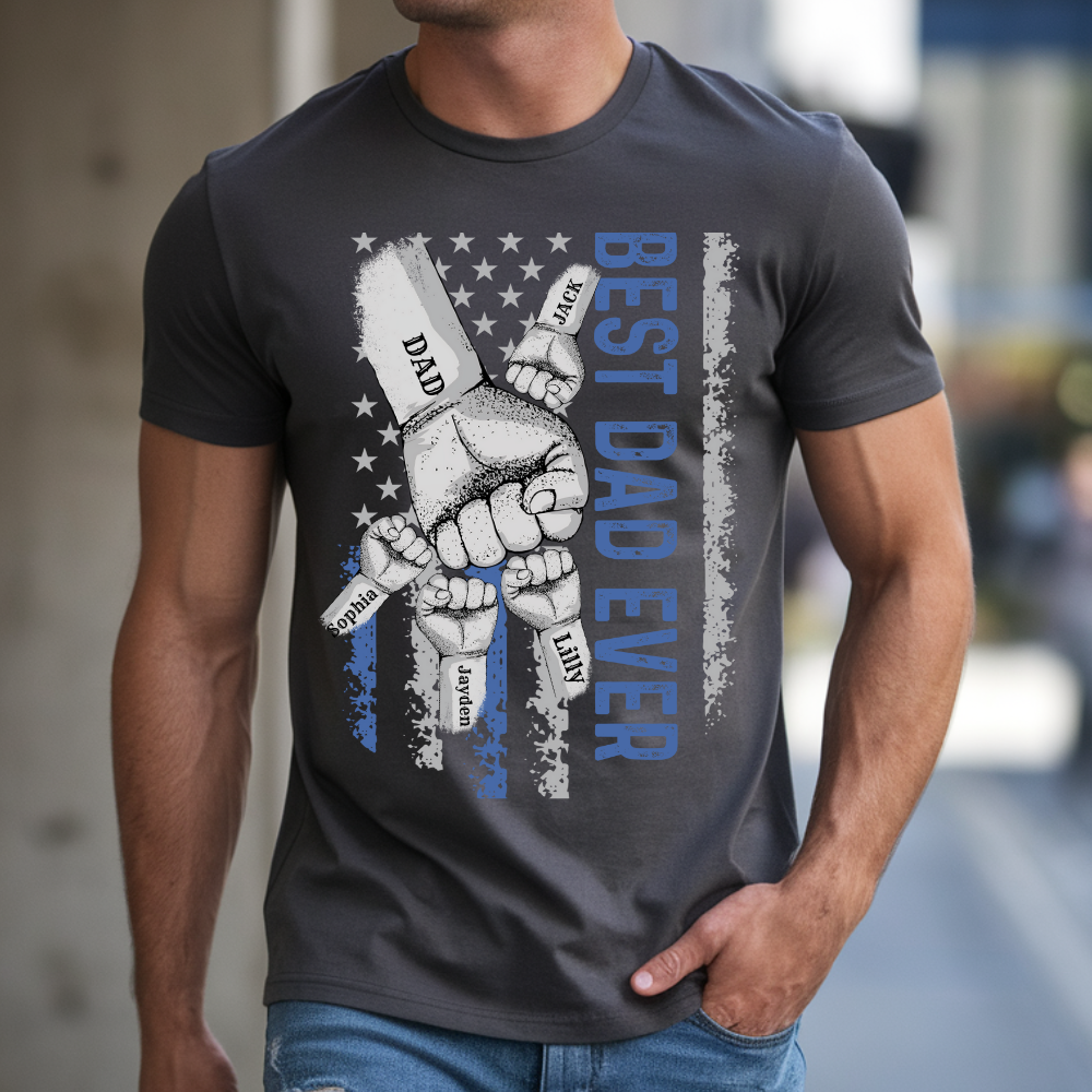 Personalized Best Dad Ever Raised Fist Bump Shirt!