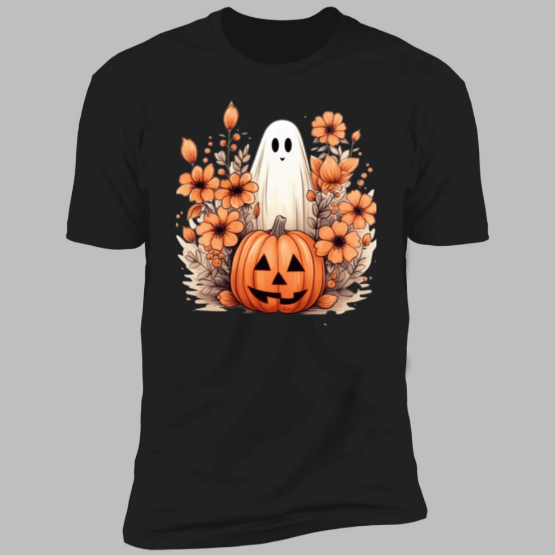 Retro Floral Ghost Halloween T-Shirt