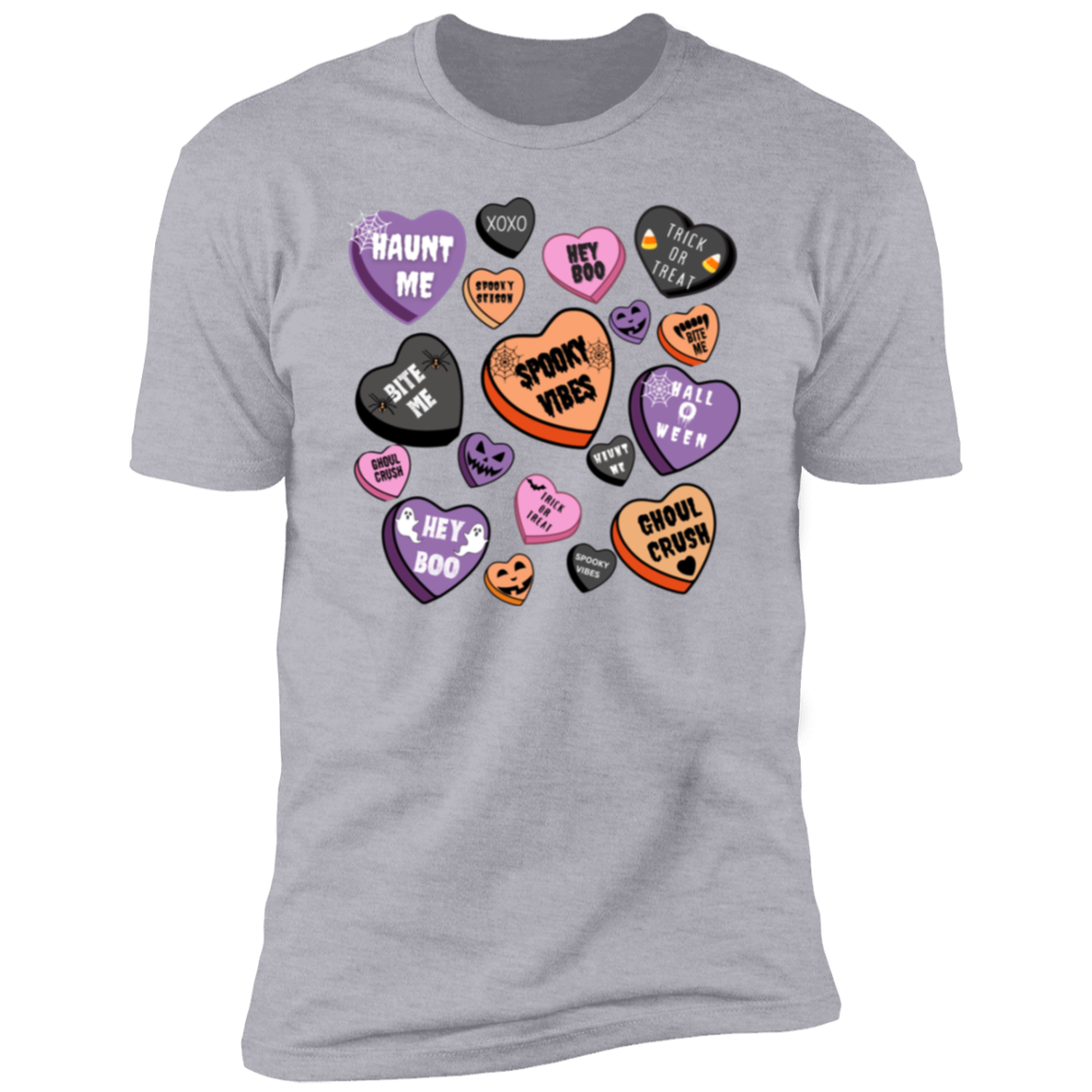 Halloween Candy Heart Short Sleeve T-Shirt | Candy Heart Halloween Gifts