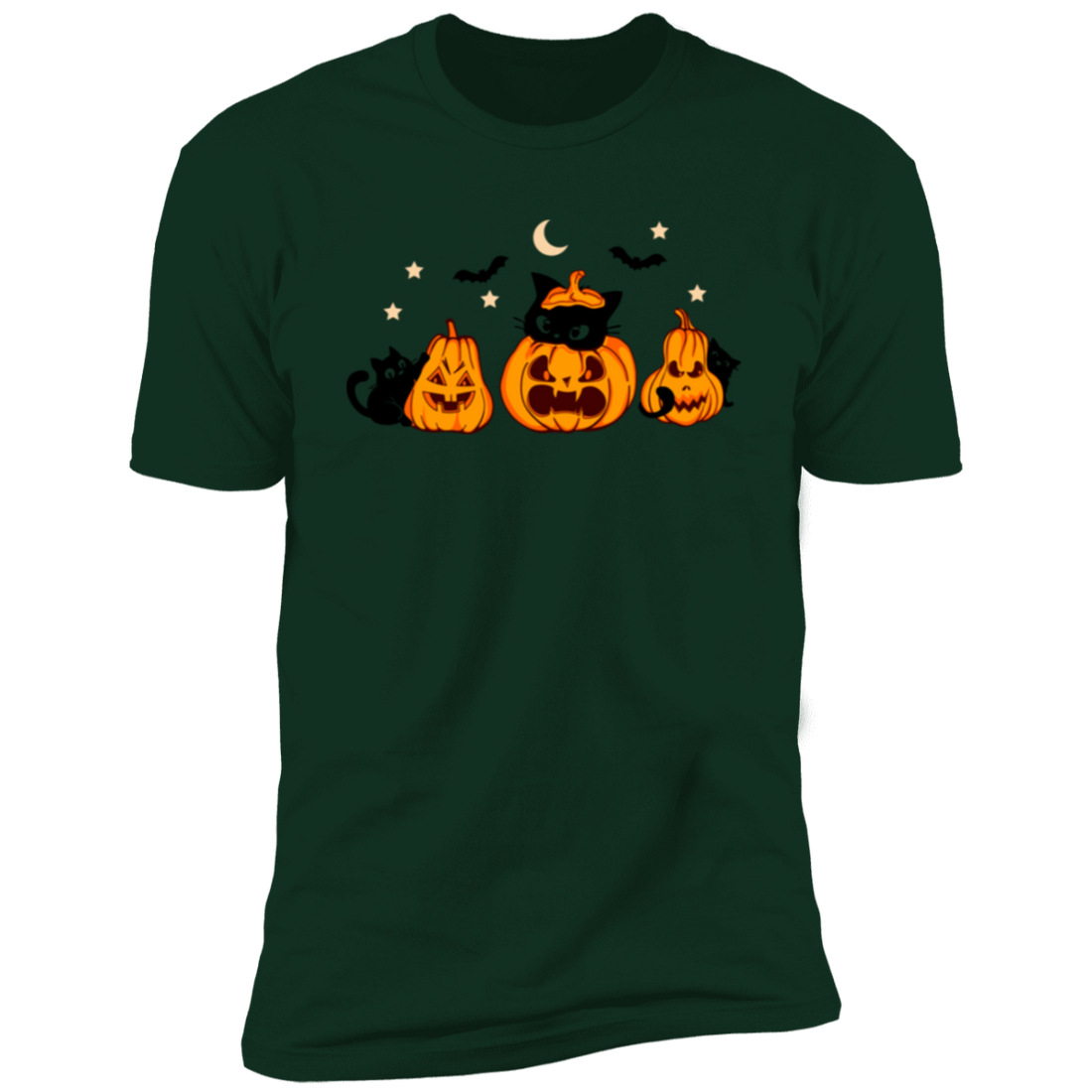 Halloween Season Short Sleeve T-Shirt | Spooky Black Cat | Pumpkin T-Shirt
