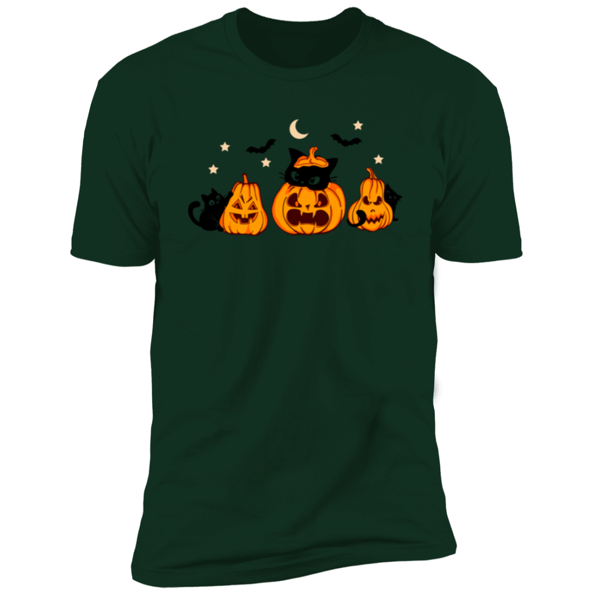 Halloween Season Short Sleeve T-Shirt | Spooky Black Cat | Pumpkin T-Shirt