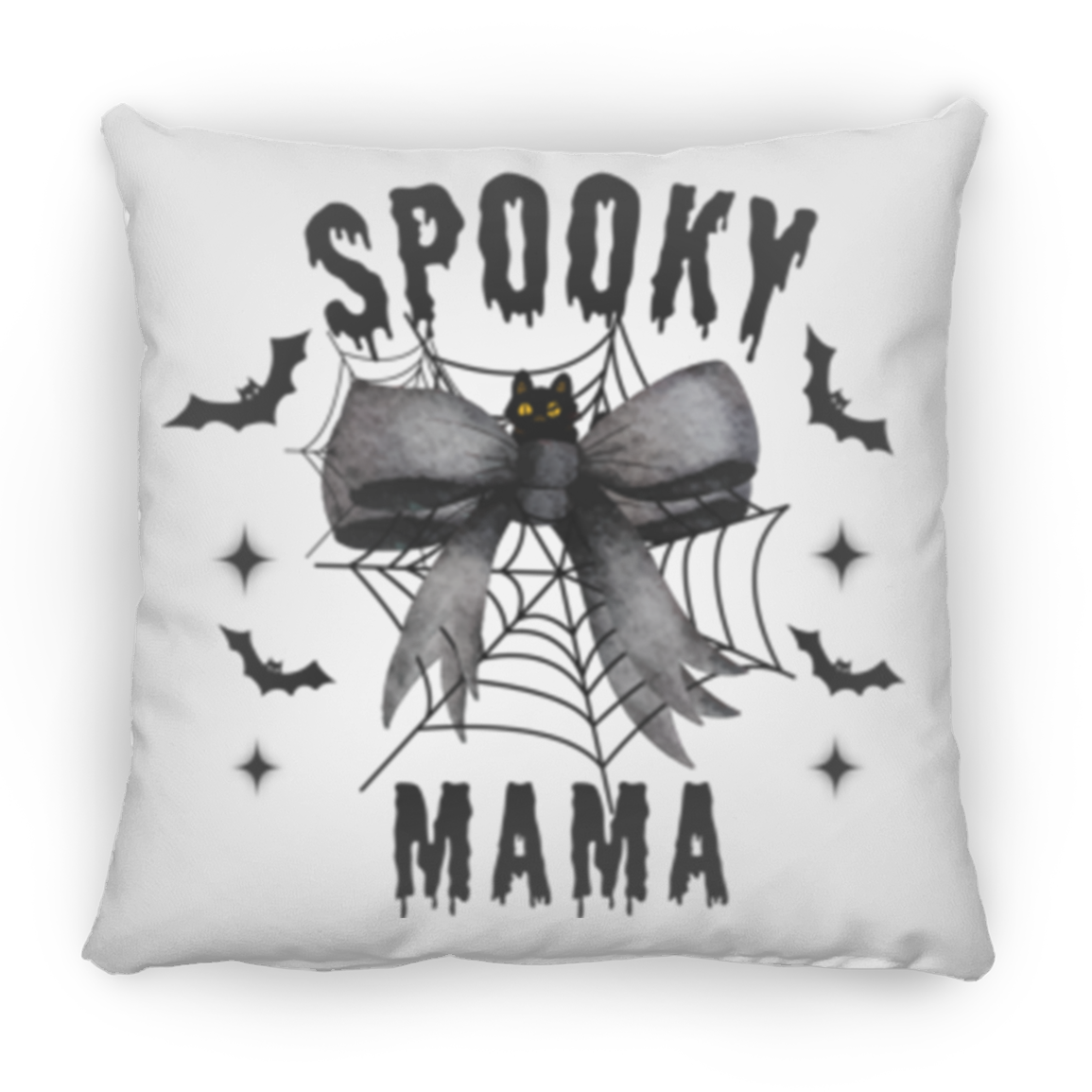 Halloween Decor, Spooky Mama Throw Pillows |Purple Bow| Grey Bow Large Throw Pillow