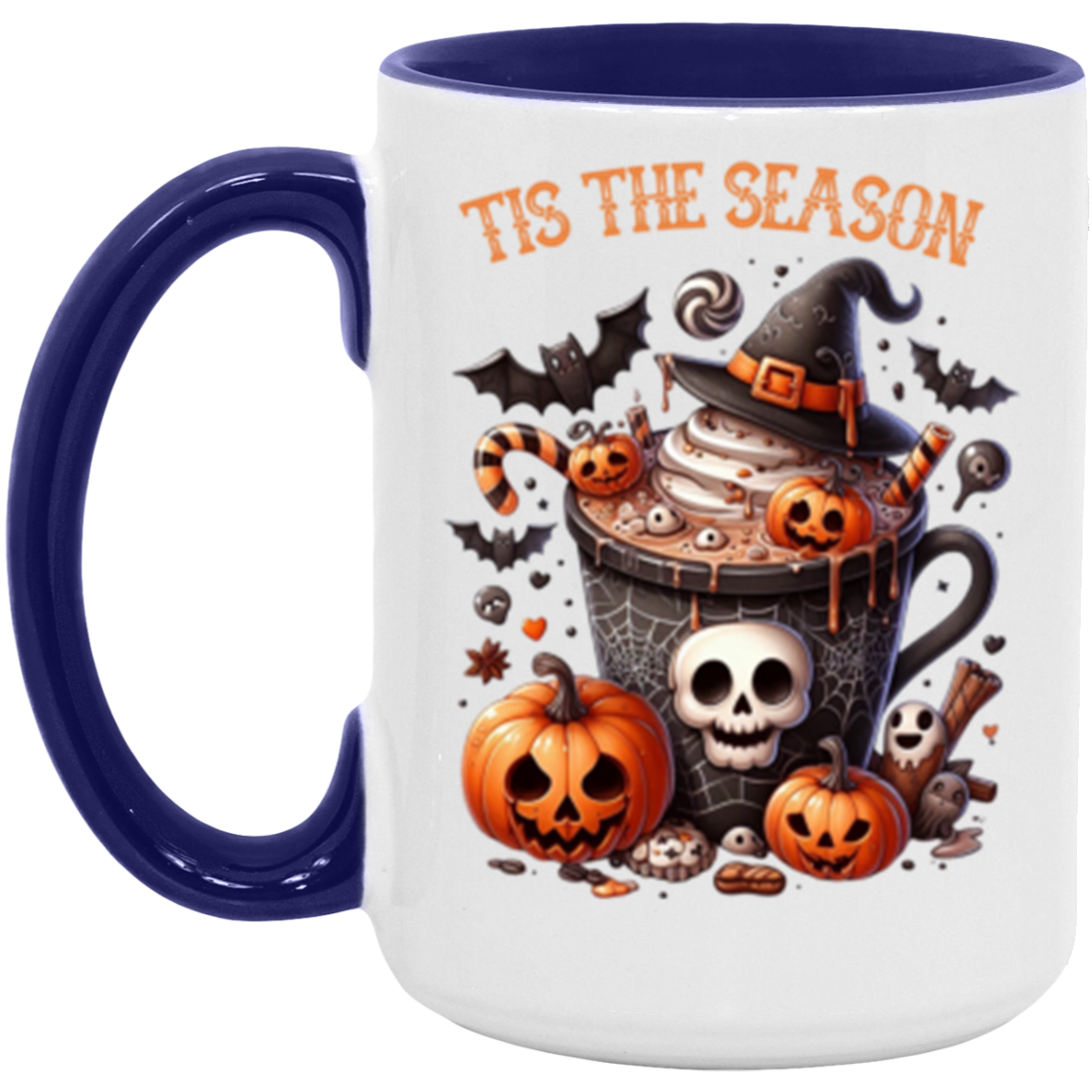 Halloween Ghost and Pumpkin Accent Mug | Halloween Gift | Gift for Her! | Gift for Him!