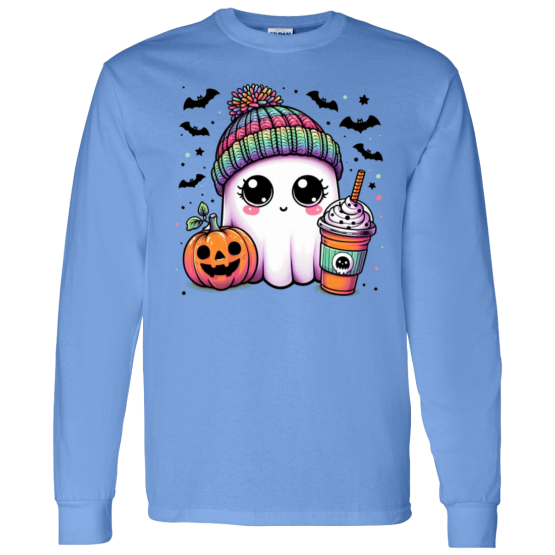 Halloween Ghost, Bats and Pumpkin LS T-Shirt !