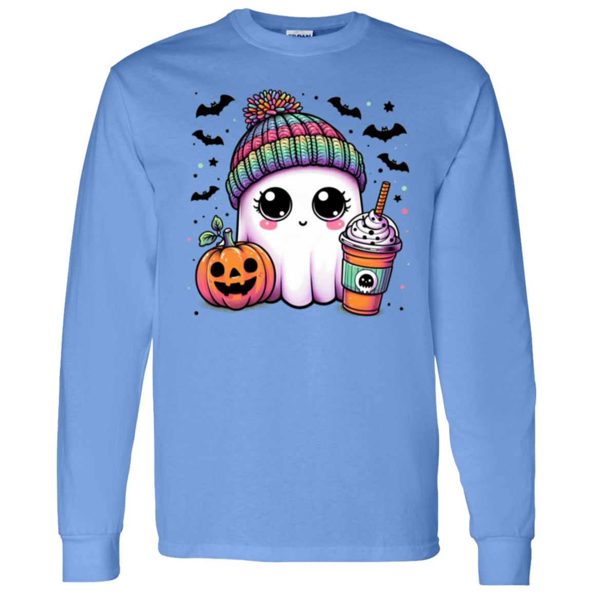 Halloween Ghost, Bats and Pumpkin LS T-Shirt !