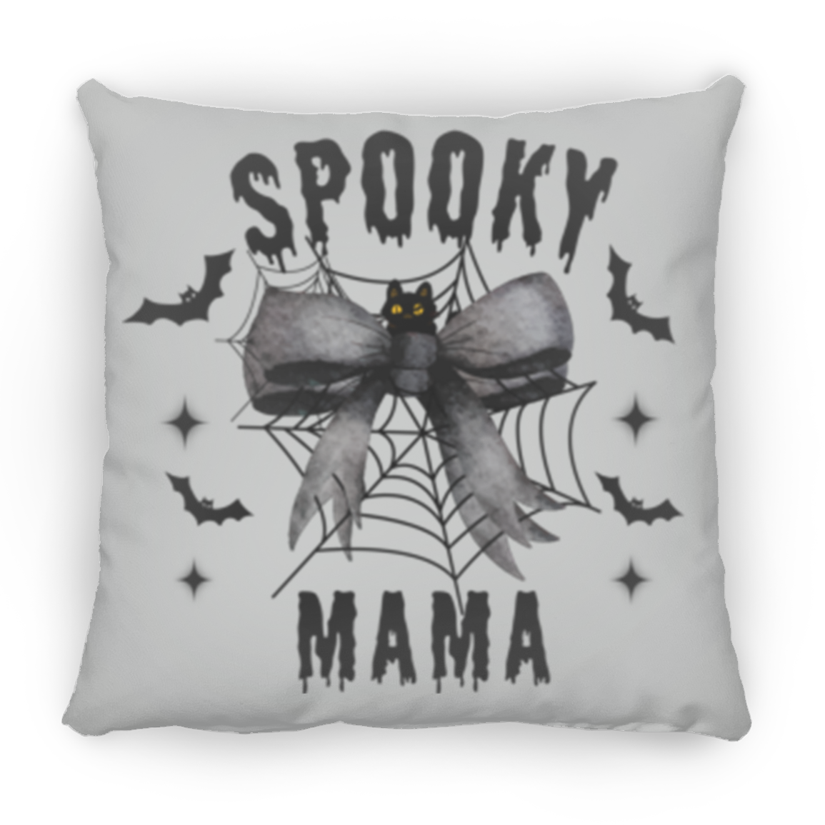 Halloween Decor, Spooky Mama Throw Pillows |Purple Bow| Grey Bow Large Throw Pillow