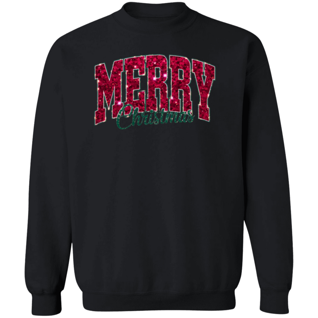 Merry Christmas Faux Glitter Sweatshirt | Cute Winter Shirt