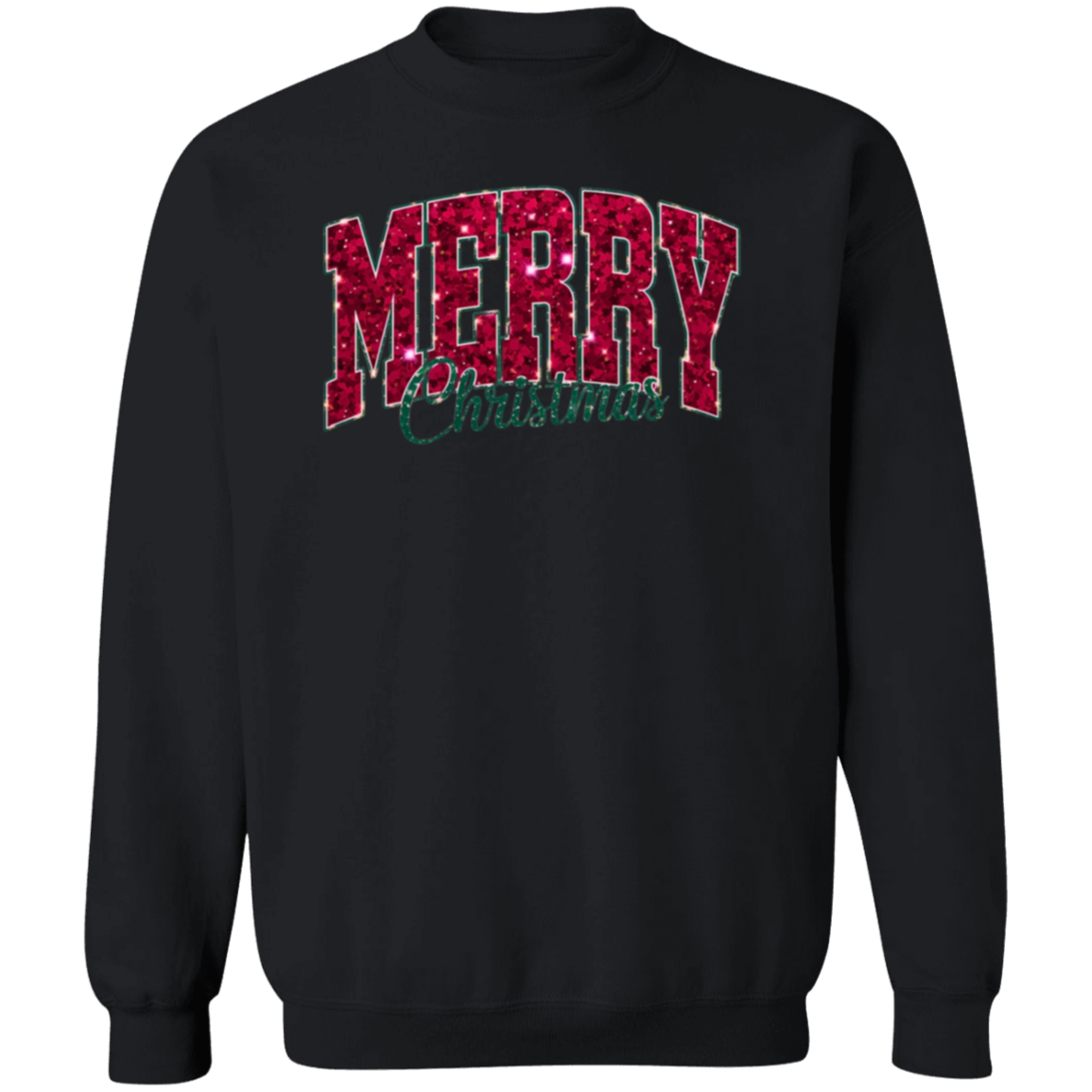 Merry Christmas Faux Glitter Sweatshirt | Cute Winter Shirt