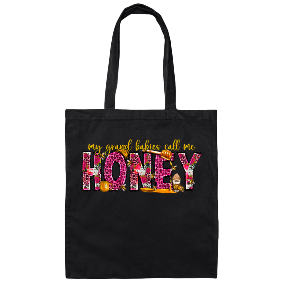 "My Grandbabies Call Me Honey" Canvas Tote Bag