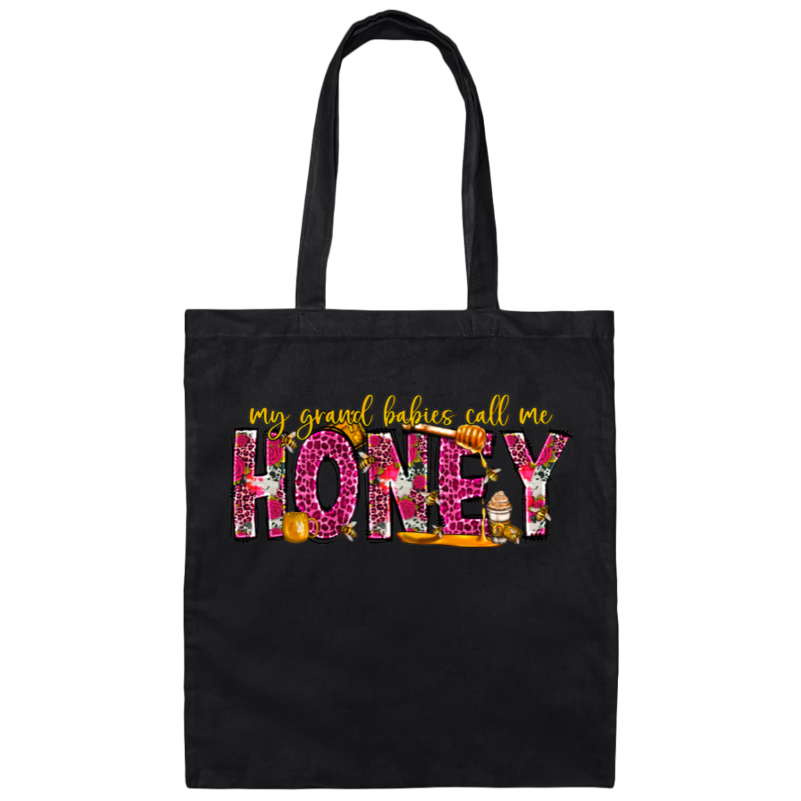 "My Grandbabies Call Me Honey" Canvas Tote Bag