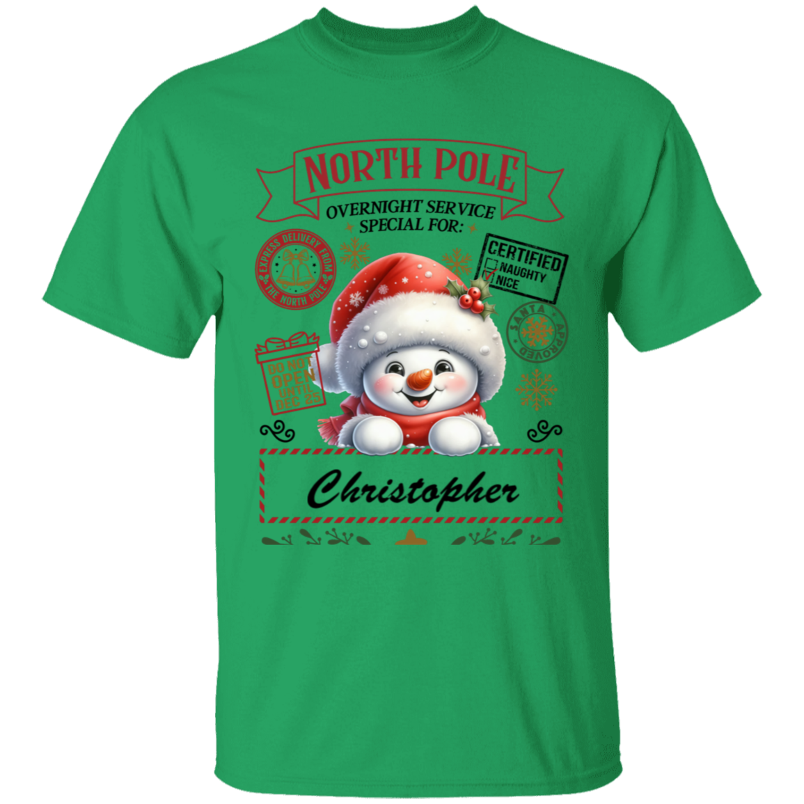 Personalized" North Pole Overnight Service" Youth and Infant T-Shirt