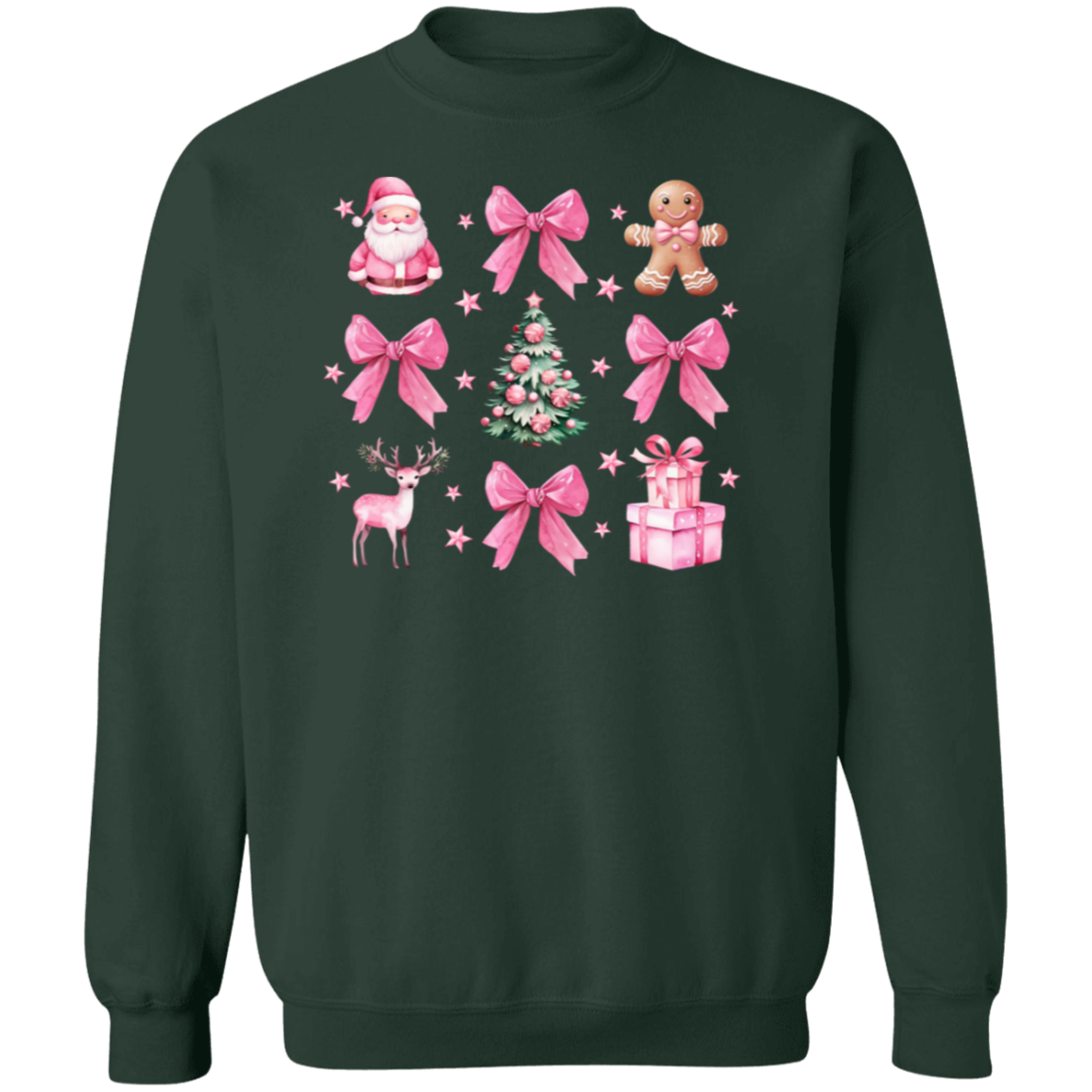 Coquette Christmas Sweatshirt | Pretty Pink Bows, Santas and Gingerbread Sweatshirt