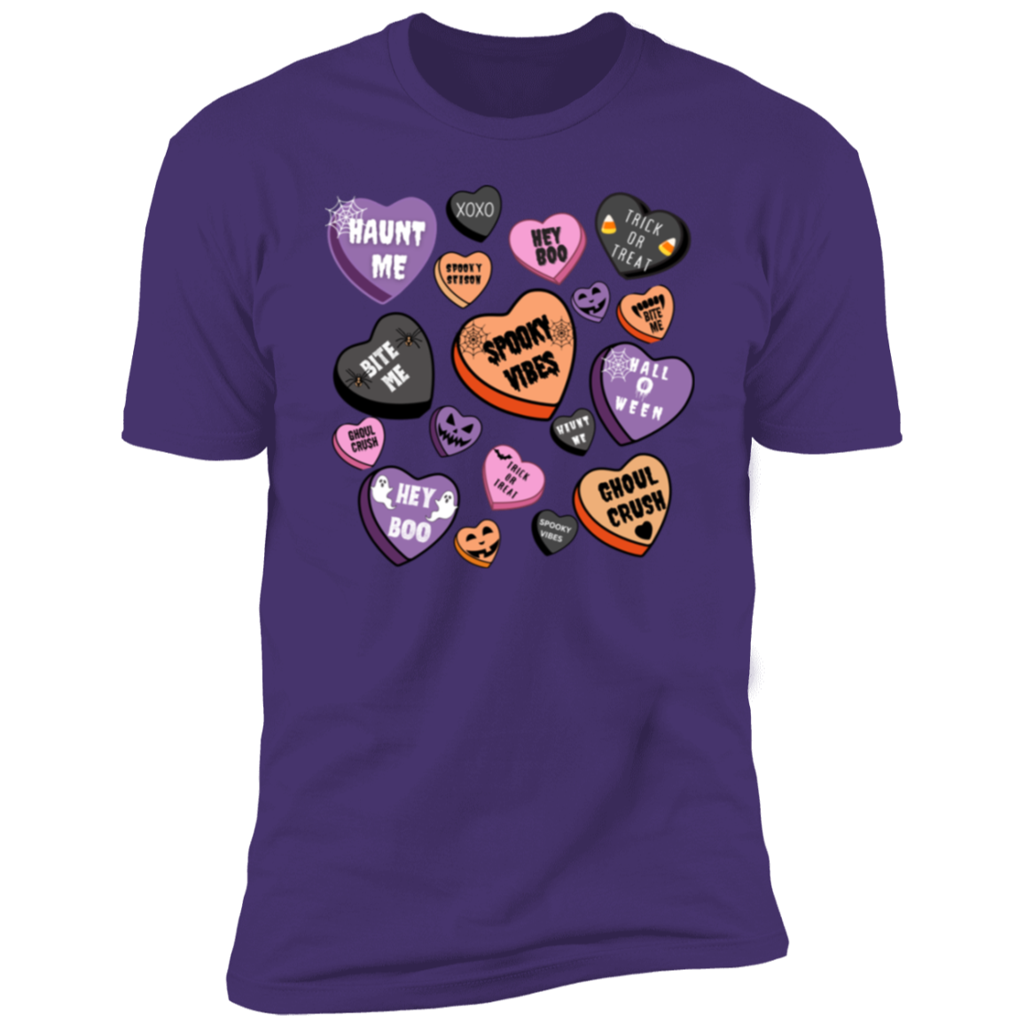 Halloween Candy Heart Short Sleeve T-Shirt | Candy Heart Halloween Gifts