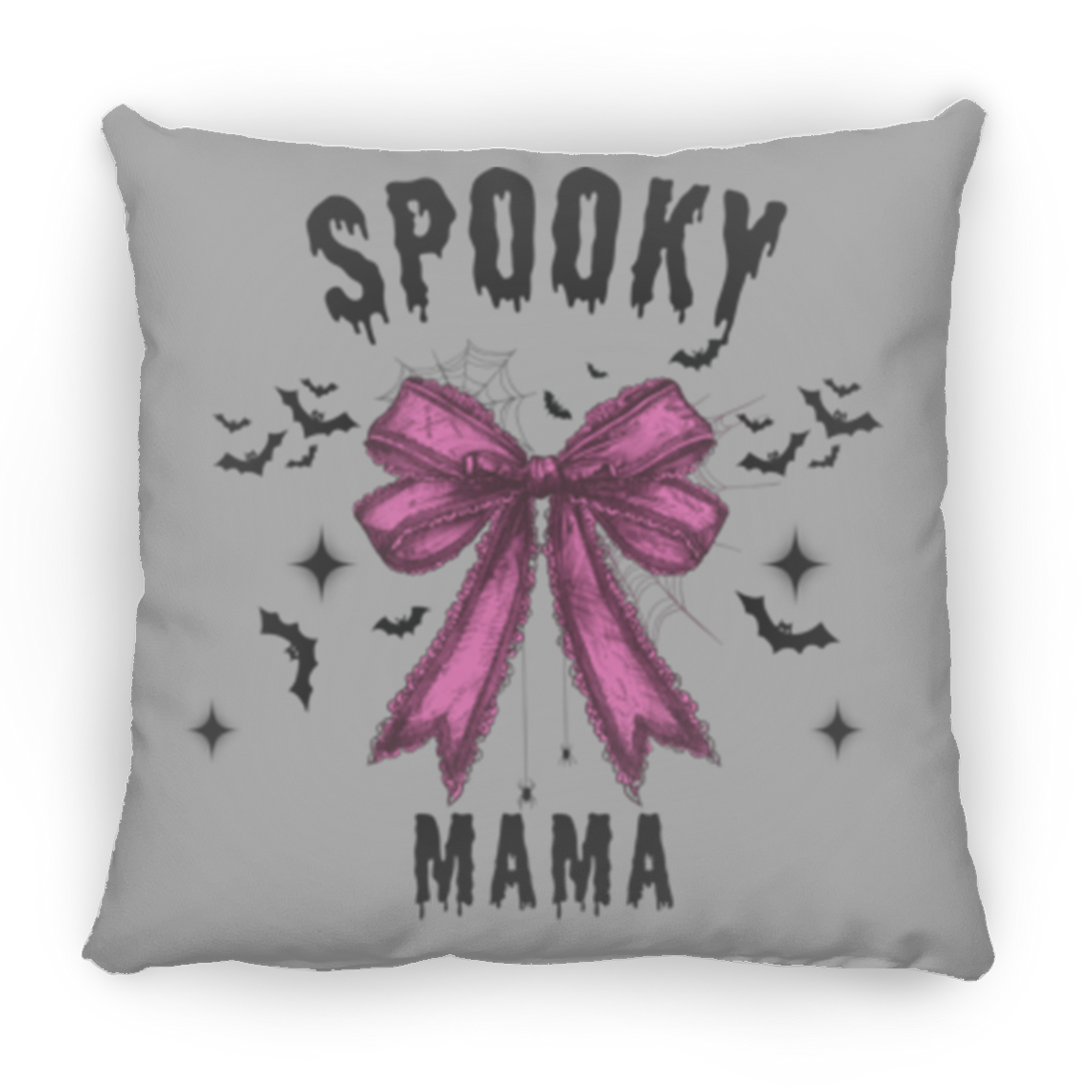 Halloween Decor, Spooky Mama Throw Pillows |Purple Bow| Grey Bow Large Throw Pillow