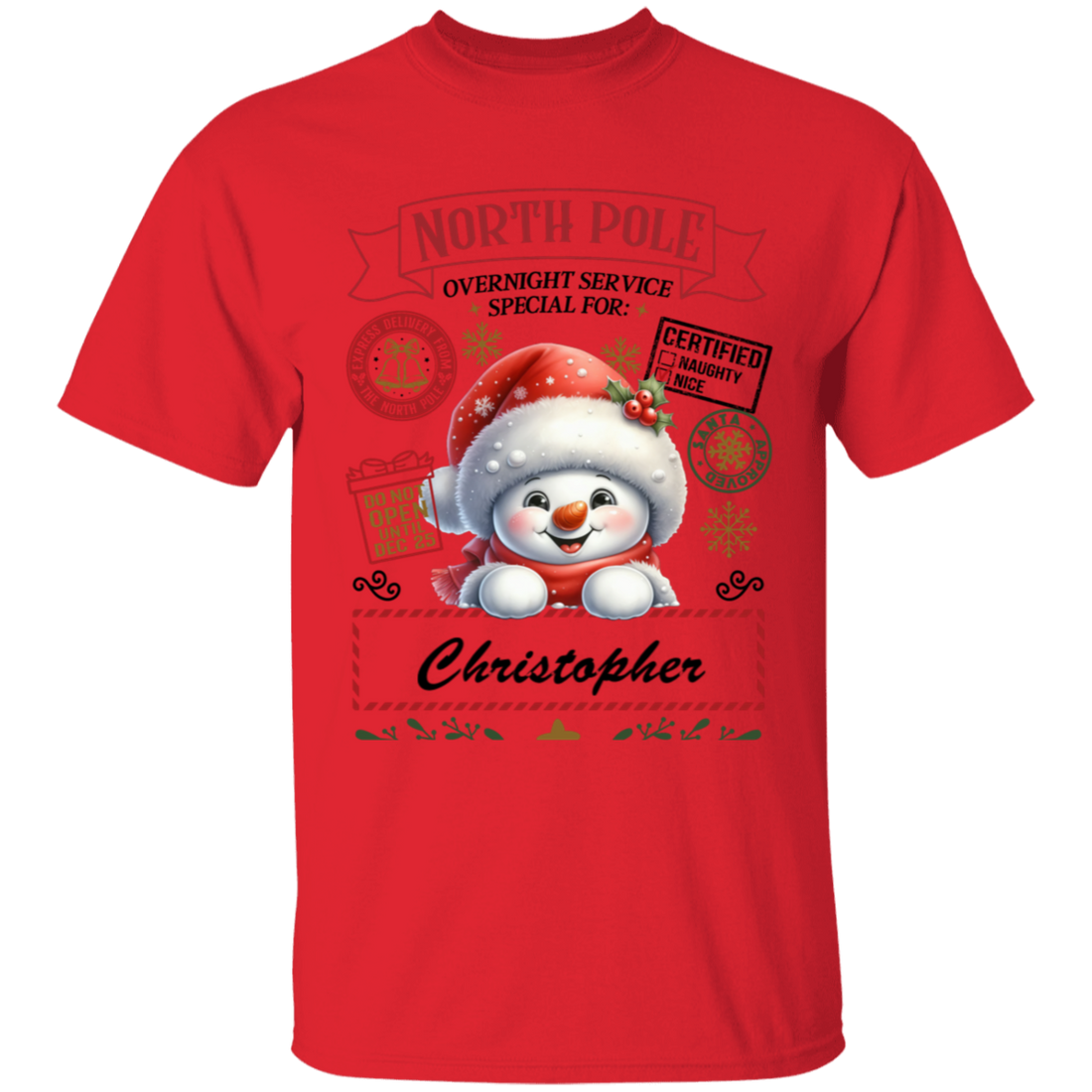 Personalized" North Pole Overnight Service" Youth and Infant T-Shirt