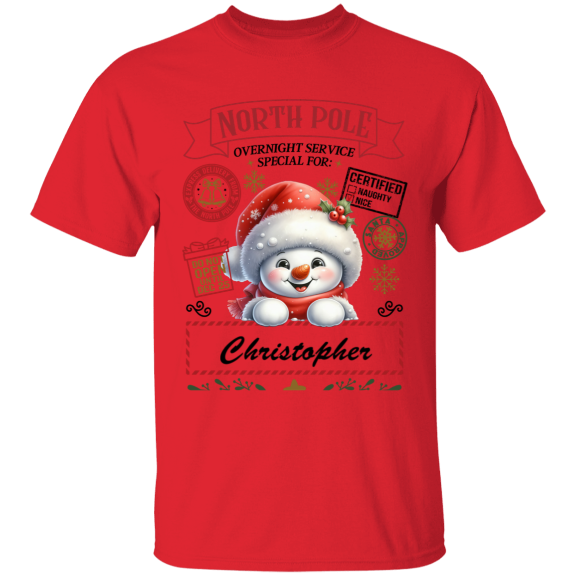 Personalized" North Pole Overnight Service" Youth and Infant T-Shirt