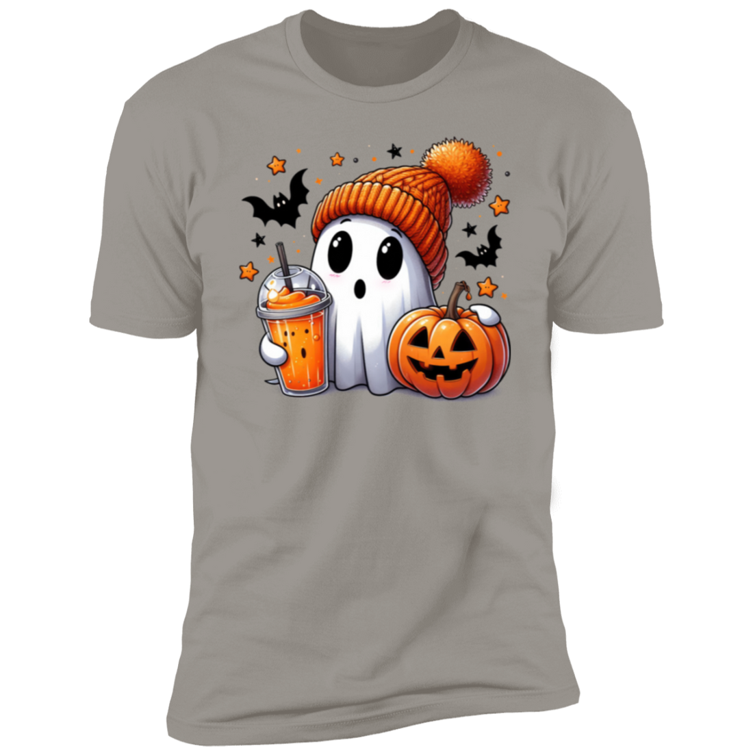 Halloween Cute Ghost and Pumpkin T-Shirt Short Sleeve