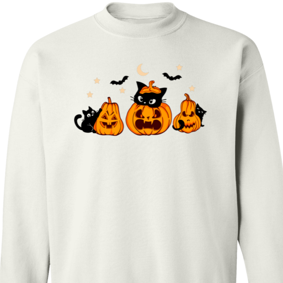 Halloween | Pumpkin | Black Cat Season Crewneck Pullover Sweatshirt