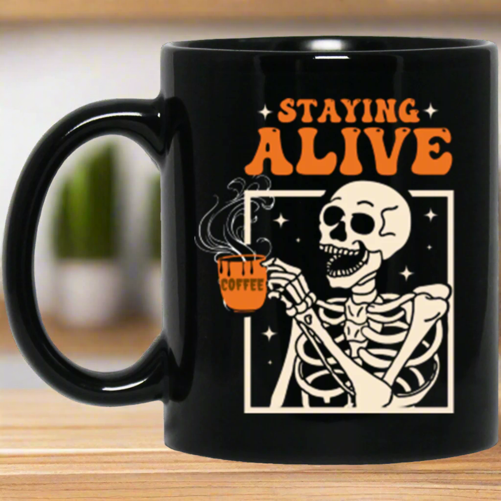 Halloween Skeleton Funny Coffee Mug 11oz Black