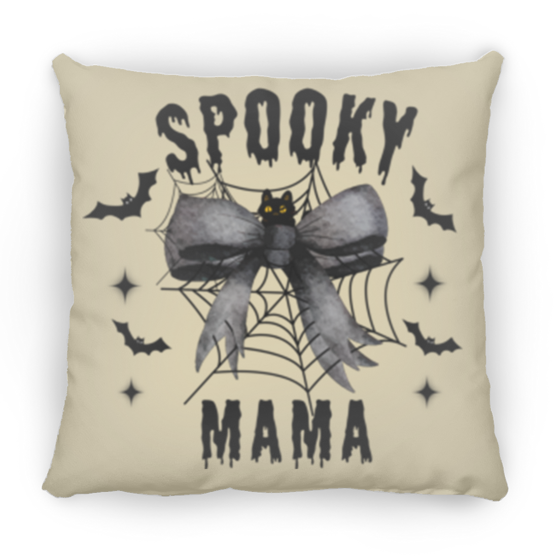 Halloween Decor, Spooky Mama Throw Pillows |Purple Bow| Grey Bow Large Throw Pillow