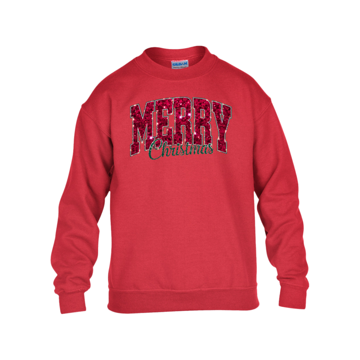 Merry Christmas Faux Glitter Sweatshirt | Cute Winter Shirt