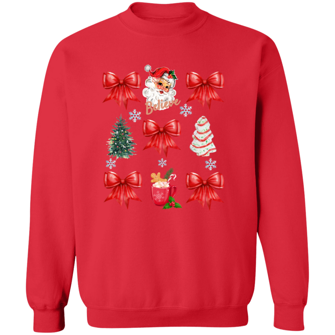 Coquette Bow Sweatshirt, Cute Red Ribbon Santa Sweatshirt
