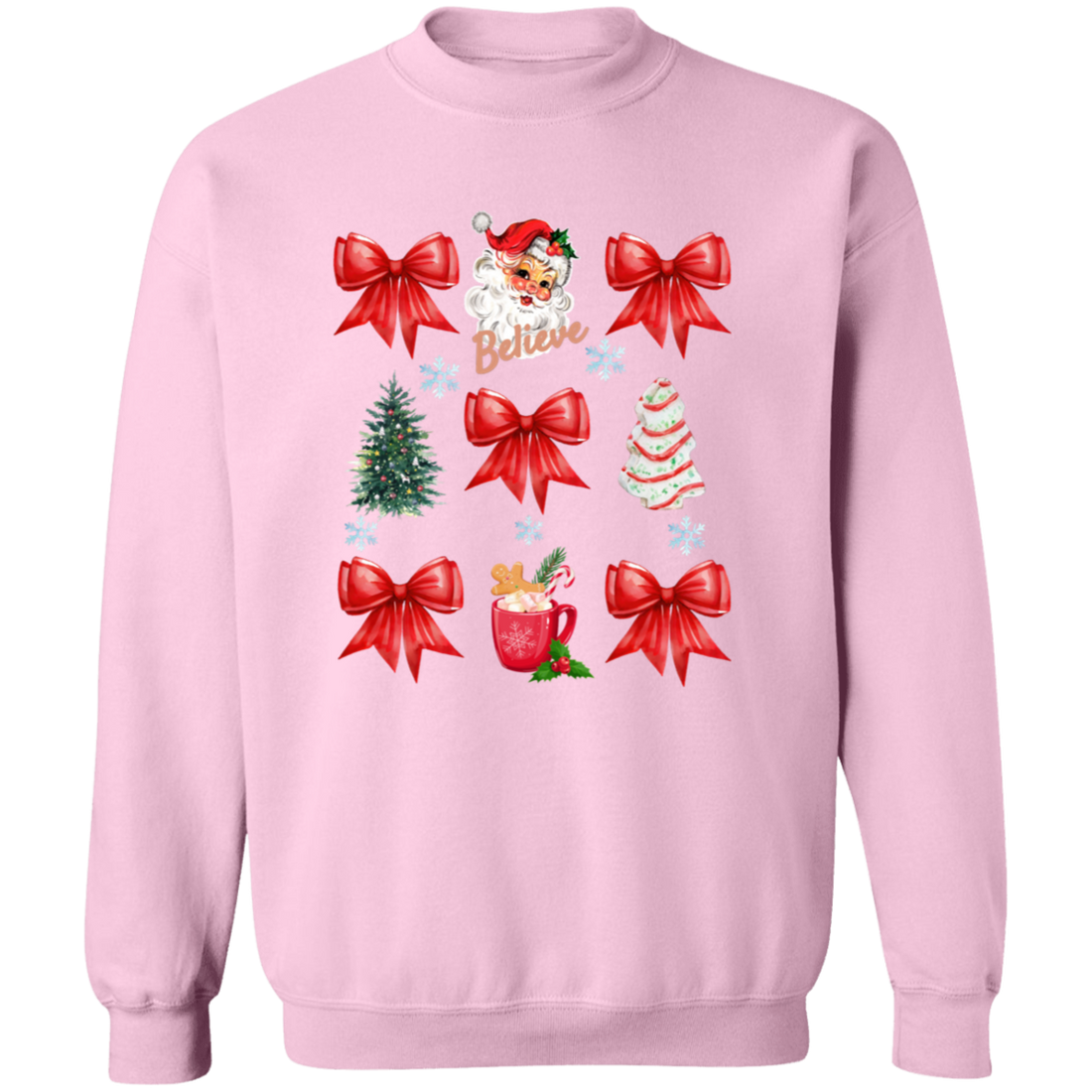 Coquette Bow Sweatshirt, Cute Red Ribbon Santa Sweatshirt