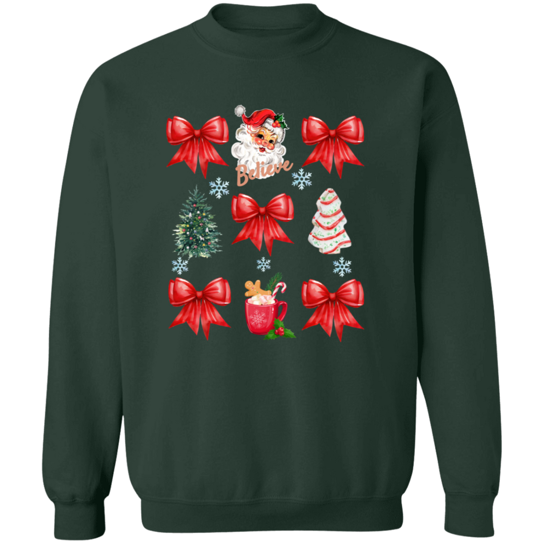 Coquette Bow Sweatshirt, Cute Red Ribbon Santa Sweatshirt