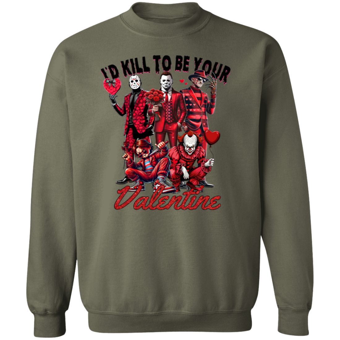"I'd Kill to be your Valentine" Horrow Valentine Coquette Pullover Sweatshirt