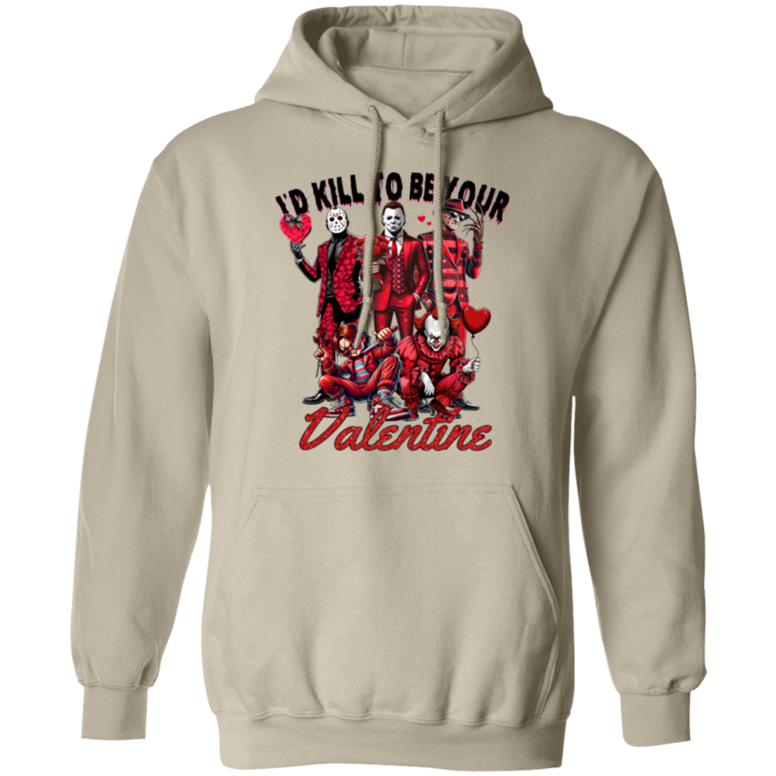 "I'd Kill to be Your Valentine" Horror Valentine Coquette Pullover Hoodie