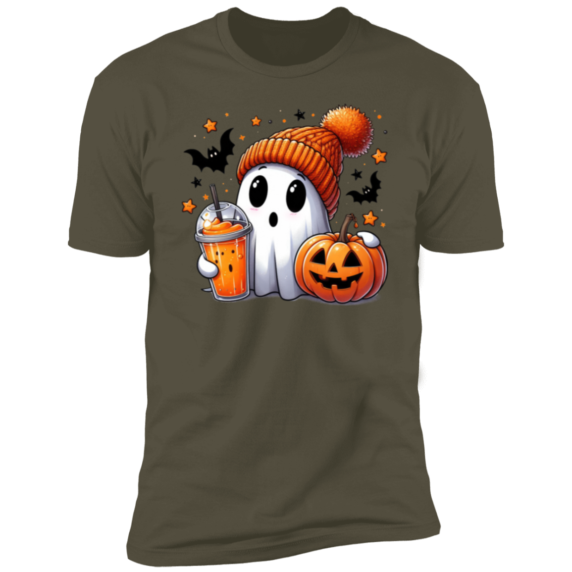 Halloween Cute Ghost and Pumpkin T-Shirt Short Sleeve