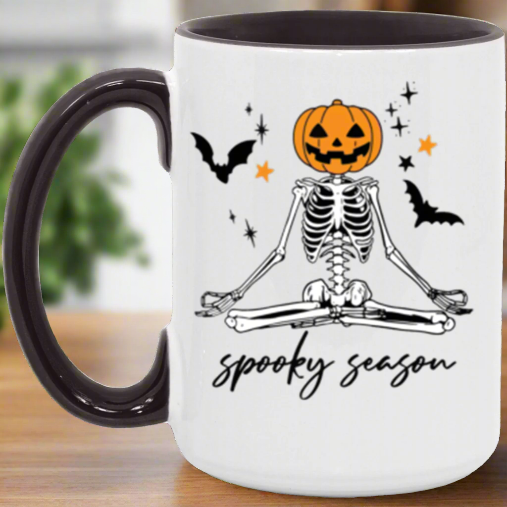 Halloween Mug, Skeleton Mug, Funny Coffee Mug,  15oz Accent Mug