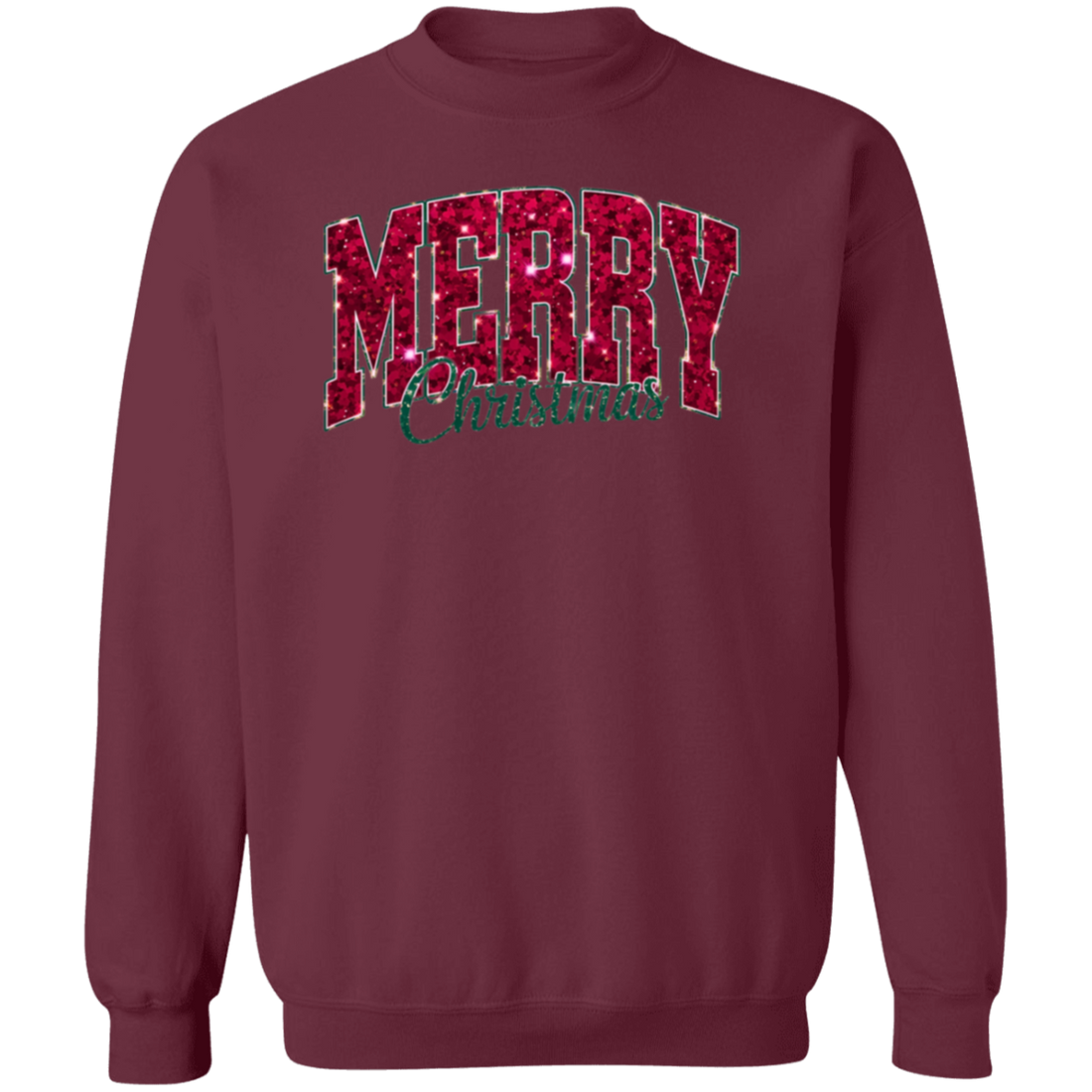 Merry Christmas Faux Glitter Sweatshirt | Cute Winter Shirt