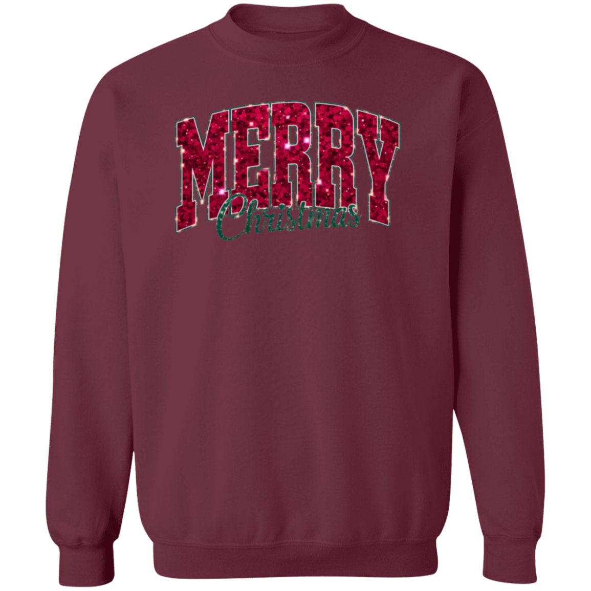 Merry Christmas Faux Glitter Sweatshirt | Cute Winter Shirt