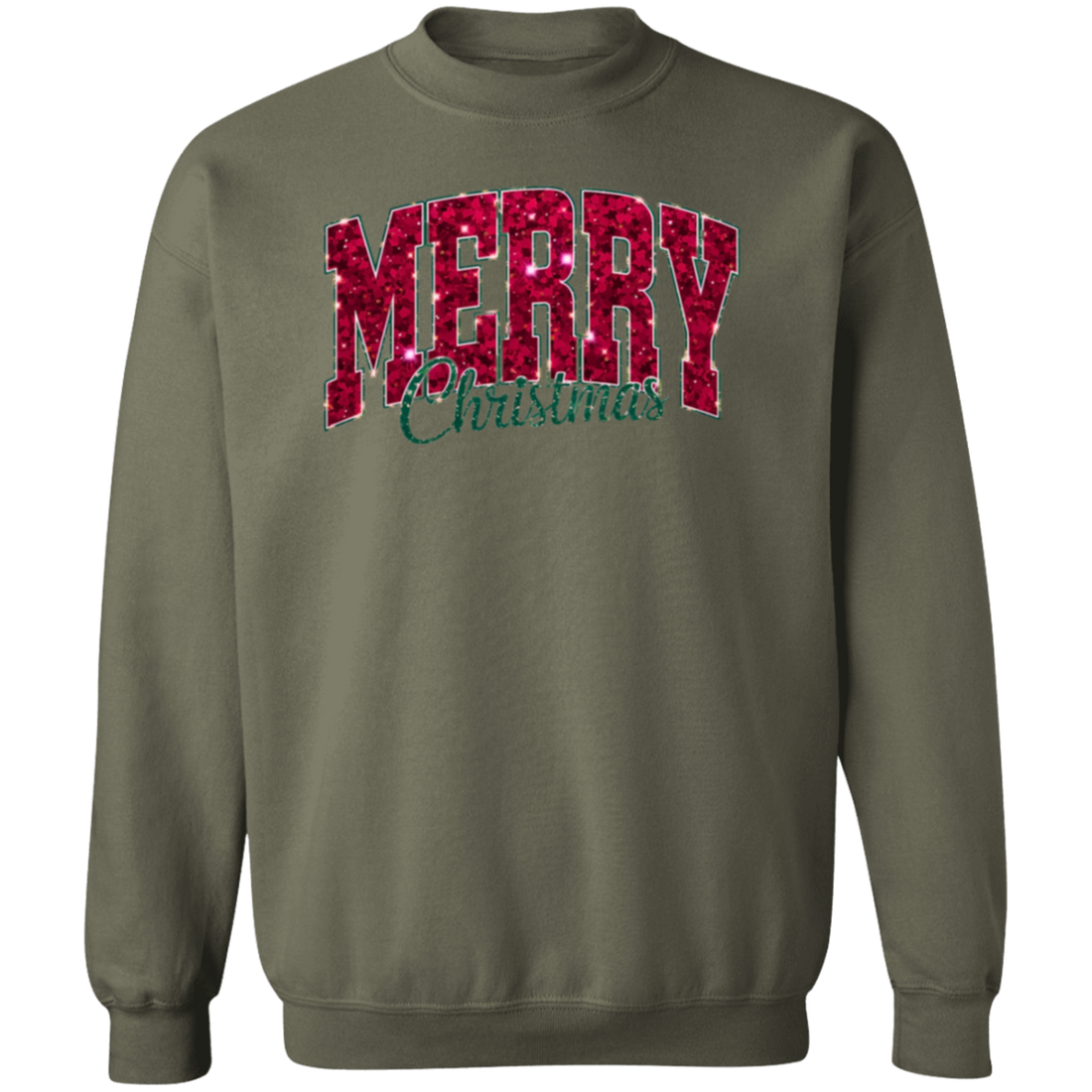 Merry Christmas Faux Glitter Sweatshirt | Cute Winter Shirt