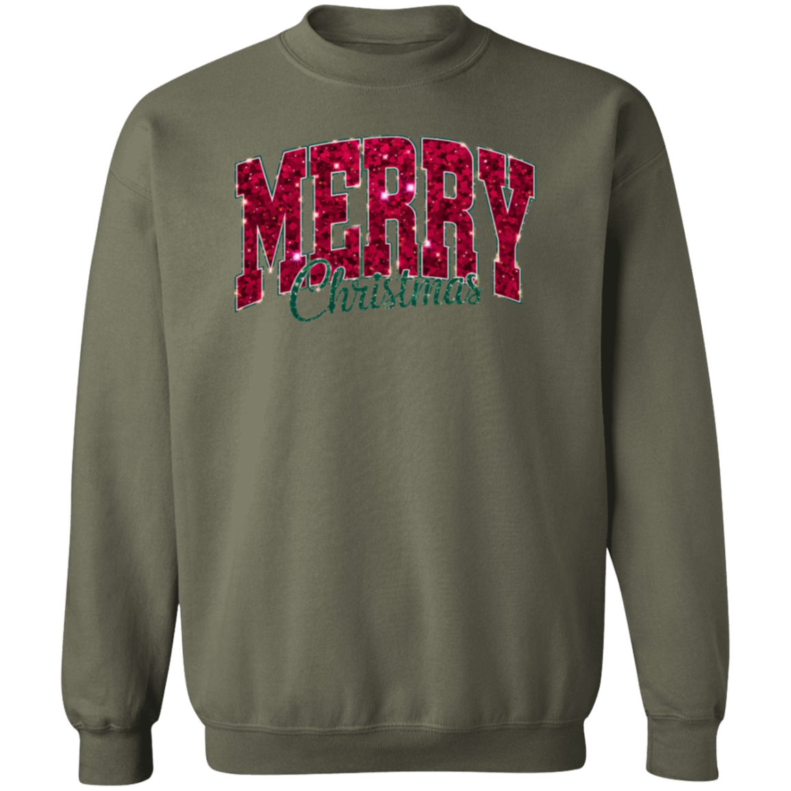 Merry Christmas Faux Glitter Sweatshirt | Cute Winter Shirt