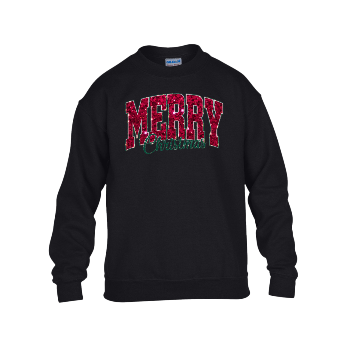 Merry Christmas Faux Glitter Sweatshirt | Cute Winter Shirt