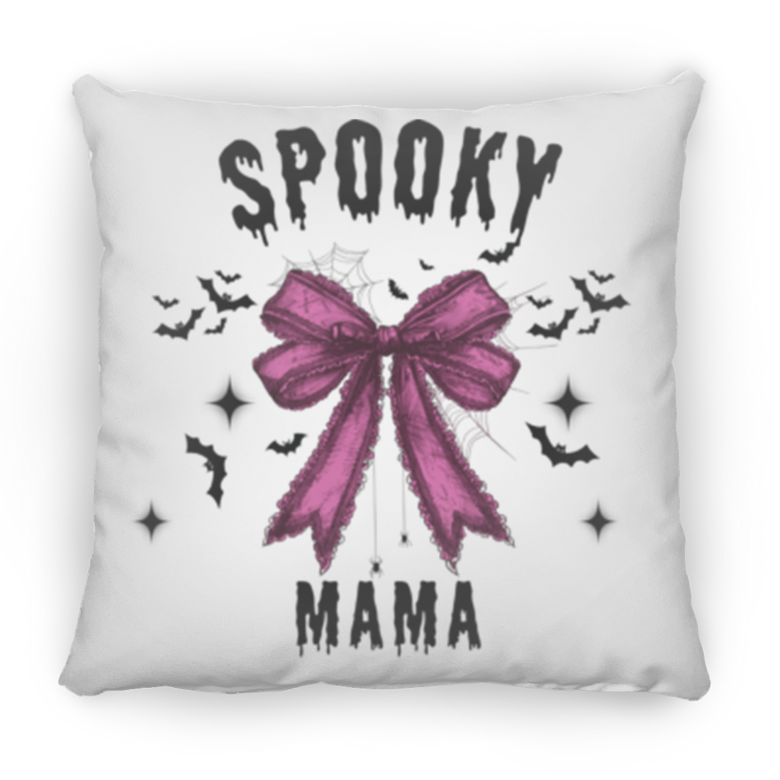 Halloween Decor, Spooky Mama Throw Pillows |Purple Bow| Grey Bow Large Throw Pillow
