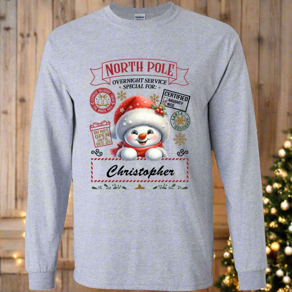 Personalized" North Pole Overnight Service" Youth and Infant T-Shirt