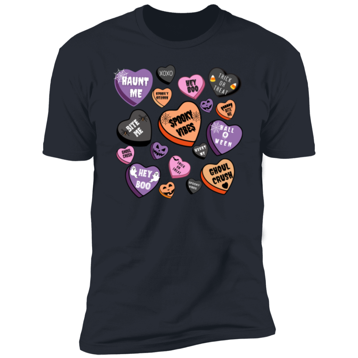 Halloween Candy Heart Short Sleeve T-Shirt | Candy Heart Halloween Gifts