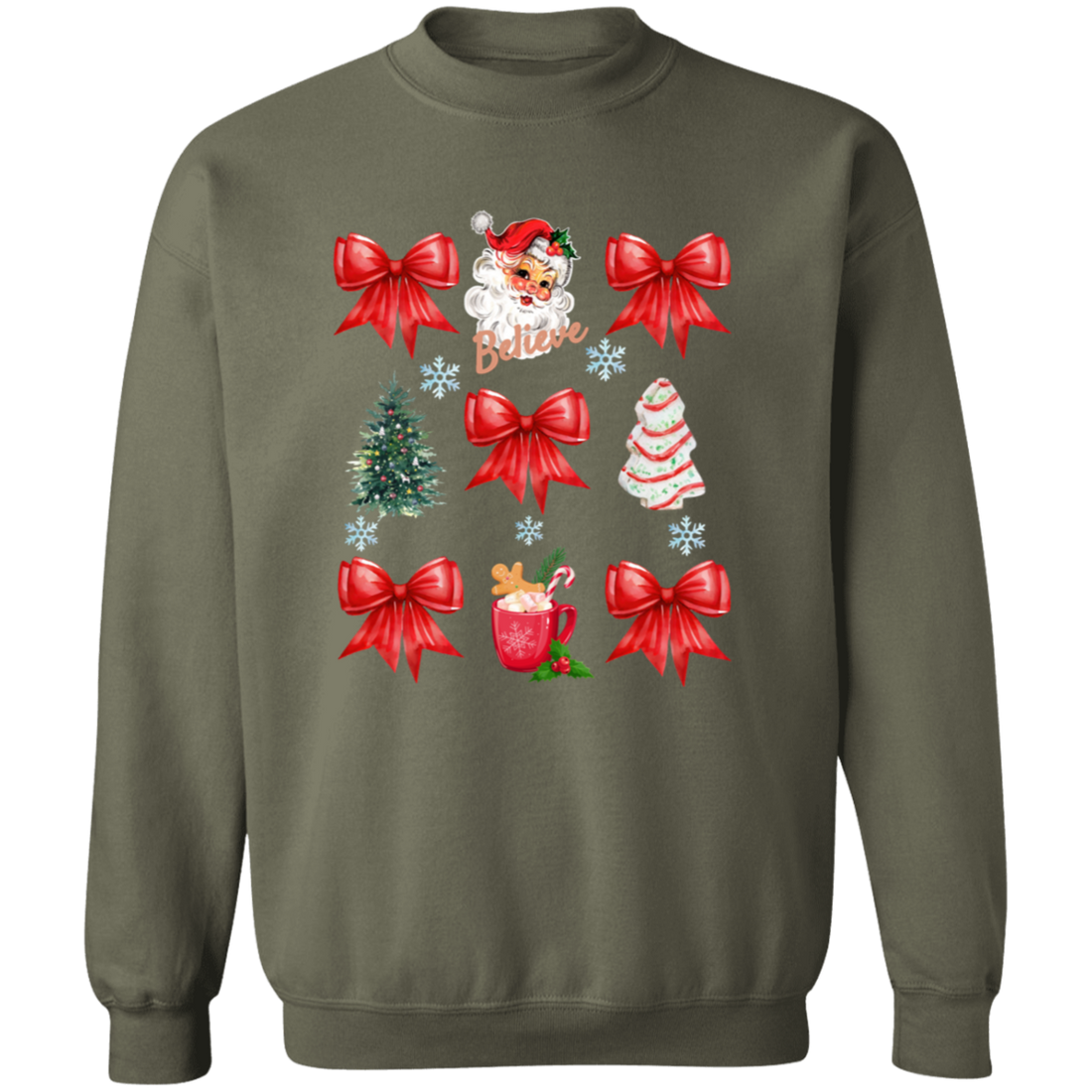 Coquette Bow Sweatshirt, Cute Red Ribbon Santa Sweatshirt