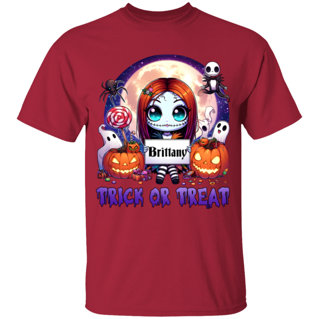 Personalized Halloween Cartoon "Trick or Treat" Youth T-Shirt