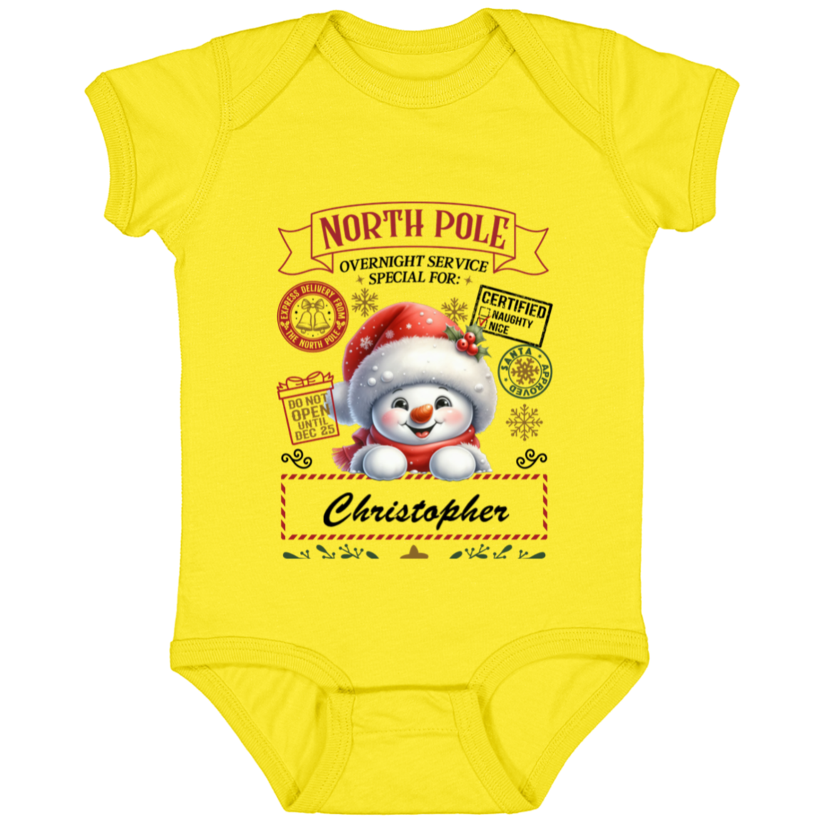 Personalized" North Pole Overnight Service" Youth and Infant T-Shirt