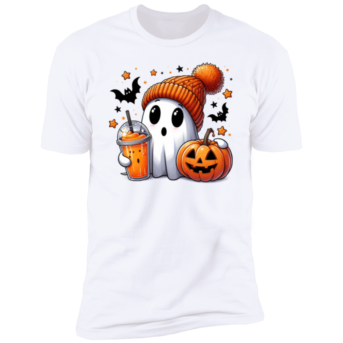 Halloween Cute Ghost and Pumpkin T-Shirt Short Sleeve